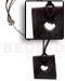 Bone Horn  Necklaces Black Wax Cord W/ Square Black Horn Pendant