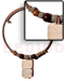 Coco Necklace Mocca 2-3mm Coco Heishe Wire Choker W/ Buri & Wood Beads Accent W/ Dangling Two 20mmx25mm Rectangular Kabibe W/ Resin Backing Pendant