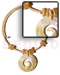 Coco Necklace 2-3mm Natural Coco Heishe Wire Choker W/ Shells Accent And 40mm Round Mop Swirl Pendant