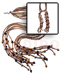 Coco Necklace Scarf Necklace - 6 Rows 2-3mm Coco Heishe Tiger W/ 8mm Asstd. Round Wood Beads Accent / 44 In.