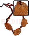 Coco Necklace 2-3mm Rust Coco Heishe W/ 48mmx30mm Orange Clam Resin Nugget Pendants W/ Gold Metallic Dust