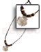 Coco Necklace Wax Cord W/ Coco Pklt/wood Beads W/ 15mm Mop Clam Pendant