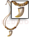 Coco Necklace 2 Rows Coco Heishe Bleached W/ Sq. Cut Gold Lip & Wood Bead W/ Mop Fang Pendant