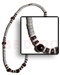 Coco Necklace 4-5mm Coco Heishe Light Blue W/ Black Coco Pklt, White Clam & Wood Beads Combi