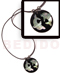 Resin - Glass Beads Necklaces Round 40mm Inlaid Hammershell Twin Dolphin In Black Resin & Wax Cord