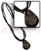 Resin - Glass Beads Necklaces 3 Layer Black Glass Bead W/ 45mm Blacklip Handpainted Teardrop Pendant