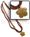 Resin - Glass Beads Necklaces 3 Rows Glass Bead & 2-3mm Coco Nat. Brown Pklt. W/ 35mm Mop Flower