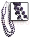 Resin - Glass Beads Necklaces 3 Rows Floating 4-5mm Dark Purple Coco Heishe W/ Glass Beads Combi