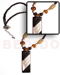 Resin - Glass Beads Necklaces 2-3mm Black Coco Plt. W/ Bone & Horn Beads And 50mmx20mm Inlaid Back To Back Mop & Black Resin Pendant