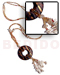 Resin - Glass Beads Necklaces Glass Beads W/ Painted 50mm Wood Ring And Tassled White Rose / 28 In.