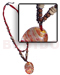 Resin - Glass Beads Necklaces 45mm Oval Hammershell W/ Painted Design W/ 2 Layer Glass Beads, Wood Beads, Coco Sq. Cut Combi