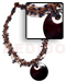 Resin - Glass Beads Necklaces 13 Rows Copper Wire Choker W/ Hematite Glass Beads & 60mm Round Black Tab Shell Pendant