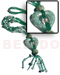 Resin - Glass Beads Necklaces 3 Rows Green Glass Beads W/ White Rose Splashing/texture Marbled 15mm Round Wood Beads Accent And Tassled Resin Jade 45mm Heart Pendant / 26in Plus 2.5in Tassles