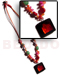 Seeds  Necklaces Buri Seeds In Double Wax Cord W/ Square Inlaid Capiz Pendant Laminated In Resin