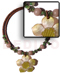 Seeds  Necklaces 2-3mm Reddish Brown Coco Heishe Wire Choker W/ Buri Seeds Accent And 45mm Graduated Yellow Hammershell Flower W/ Grooved Nectar Pendant