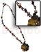 Seeds  Necklaces 35mm Blacklip Flower In Knotted Wax Cord W/ Buri Seed Beads & Shell Accent