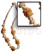 Seeds  Necklaces Beige 3 Layer Wax Cord W/ Buri Seeds, Shell & White Rose Beads Combi