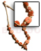 Seeds  Necklaces Orange Buri Seed Nuggets W/ 7-8mm Coco Pklt. Combi Beige Double Wax Cord