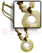 Seeds  Necklaces Double Layer Leather Thong W/ Buri Seeds Accent And 50mm Handpainted Capiz Shell Pendant