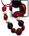 Seeds  Necklaces 20mm/25mm/30mm Round Wrapped Wood Beads W/ Rubber Seed And Wood Beads Combi In Maroon Satin Cord / 36in Adjustable