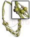 Seeds  Necklaces 5 Rows Graduated Multilayered Lime Green Cut Glass Beads W/ Buri Seeds And Wood Beads Accent/green Tones / 32 In