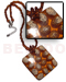 Seeds  Necklaces Amber Glass Beads W/ Square 55mm Laminated Buri Tiger Seeds / 16in
