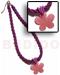 Shell Necklace Lavender 2-3mm Twisted Coco Pokalet W/ Pink 45mm Hammershell Flower Pendant