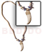 Shell Necklace Cowrie Shell Fangs Pendant In 2-3mm Coco Heishe Bleach W/ White & Blue Shell Accent
