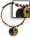 Shell Necklace 40mm Blacktab/mop Yin Yang Pendant In Choker Wire W/ Shell & Wood Beads Accent