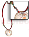 Shell Necklace Braided Wax Cord W/ Resin Chip & Glass Beads Accent & Round 40mm Handpainted Hammershell Pendant