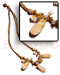 Shell Necklace 3 Layers Wax Cord W/ Buri Seeds. Everlasting Luhuanus & 3 Pcs. Shell Pendants