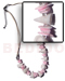 Shell Necklace 2 Rows Wax Cord W/ Vertagus Shell And White Rose In Pink Combi