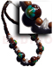 Shell Necklace 4-5mm Coco Pklt. Nat. Brown W/ Handpainted 15mm Robles Round Wood Beads & White Rose Shell Accent /green Flower