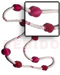 Wooden Necklace 4-5mm White Clam Heishe W/ 20mm/15mm Round Wrapped Wood Beads In Fuschia And Pink Combi / 32 In.