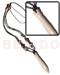 Wooden Necklace Tribal Carved 65mmx12mm White Carabao Bone Dagger Pendant W/ Wood Beads Accent In Double Wax Cord / 23in.