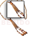 Wooden Necklace 3 Tassle 2-3 Coco And Mahogany W/ Palmwood And Acrylic Crystals
