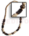 Wooden Necklace 4-5mm Coco Pklt Natural W/ 8mm Coco Pklt Bleach & Greywood Beads Accent
