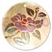 Hand Painted Shell Coco Wooden Pendants Round 40mm Mop W/ Handpainted Design - Floral/embossed