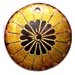 Hand Painted Shell Coco Wooden Pendants Round 40mm Black Tab W/ Handpainted Design - Floral/embossed