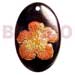 Hand Painted Shell Coco Wooden Pendants Oval 30mm Blacktab W/ Handpainted Design - Floral/embossed