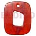 Hand Painted Shell Coco Wooden Pendants 40mmx35mm Rectangular W/ Rounded Edges Red Horn