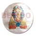 Hand Painted Shell Coco Wooden Pendants Round 40mm Hammershell W/ Handpainted Design - Egyptian /embossed