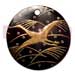 Hand Painted Shell Coco Wooden Pendants Round 40mm Blacktab W/ Handpainted Design - Bird / Embossed