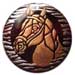 Hand Painted Shell Coco Wooden Pendants Round 40mm Blacktab W/ Handpainted Design - Horse / Embossed