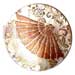 Hand Painted Shell Coco Wooden Pendants Round 40mm Hammershell W/ Handpainted Design - Fan / Embossed