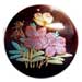 Hand Painted Shell Coco Wooden Pendants Round 40mm Blacktab W/ Handpainted Design - Floral / Embossed