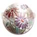 Hand Painted Shell Coco Wooden Pendants Round 50mm Kabibe Shell W/ Handpainted Design - Floral / Embossed