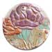 Hand Painted Shell Coco Wooden Pendants Round 40mm Hammershell W/ Handpainted Design - Floral / Embossed