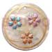 Hand Painted Shell Coco Wooden Pendants Round 40mm Hammershell W/ Handpainted Design - Floral / Embossed