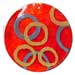 Wooden Pendants Round Red 50mm Capiz Shell W/ Handpainted Design